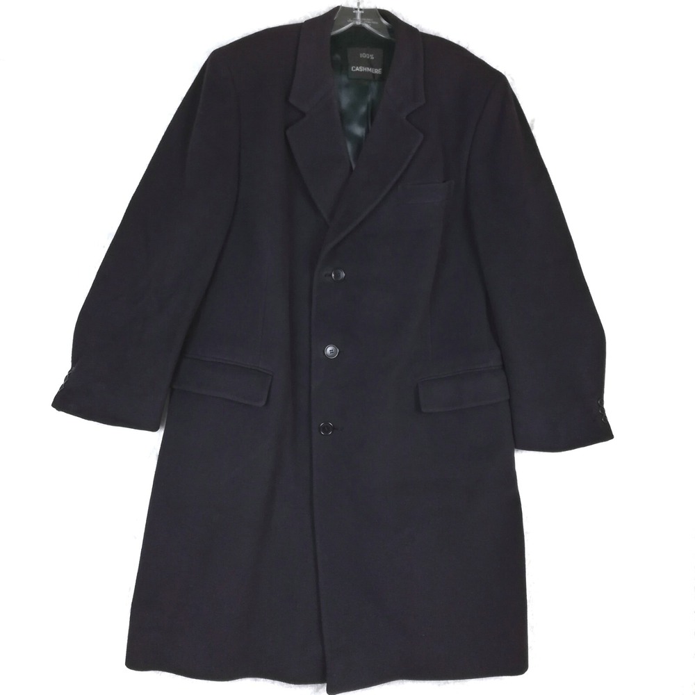 Vintage Belleson's Mens Trench Coat Cashmere Single Breasted Dark Purple 46